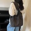 This Season, Korean Ins Style Leopard Print Canvas Bag Casual Large Capacity Commuter Women's Shoulder Underarm Triangle Tote Bag
