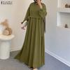 Повседневное мусульманское женское платье с круглым вырезом, длинными рукавами и свободного кроя