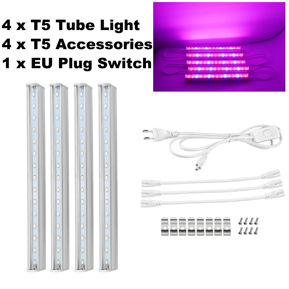 Полный набор 1–5 шт. 220 В T5 Трубчатый светильник Светодиодные фитолампы Полный спектр Светодиодный светильник для выращивания растений с вилкой европейского стандарта