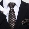 Men's 8cm Solid & Polka Dot Plaid Tie Set with Cufflinks & Pocket Square