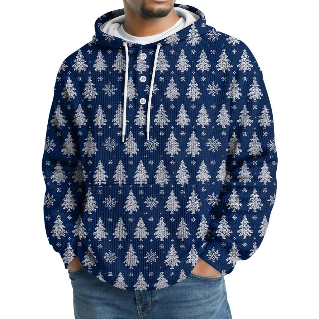 Men's Knit Hooded Sweatshirt Casual Long-Sleeve Sweatshirt