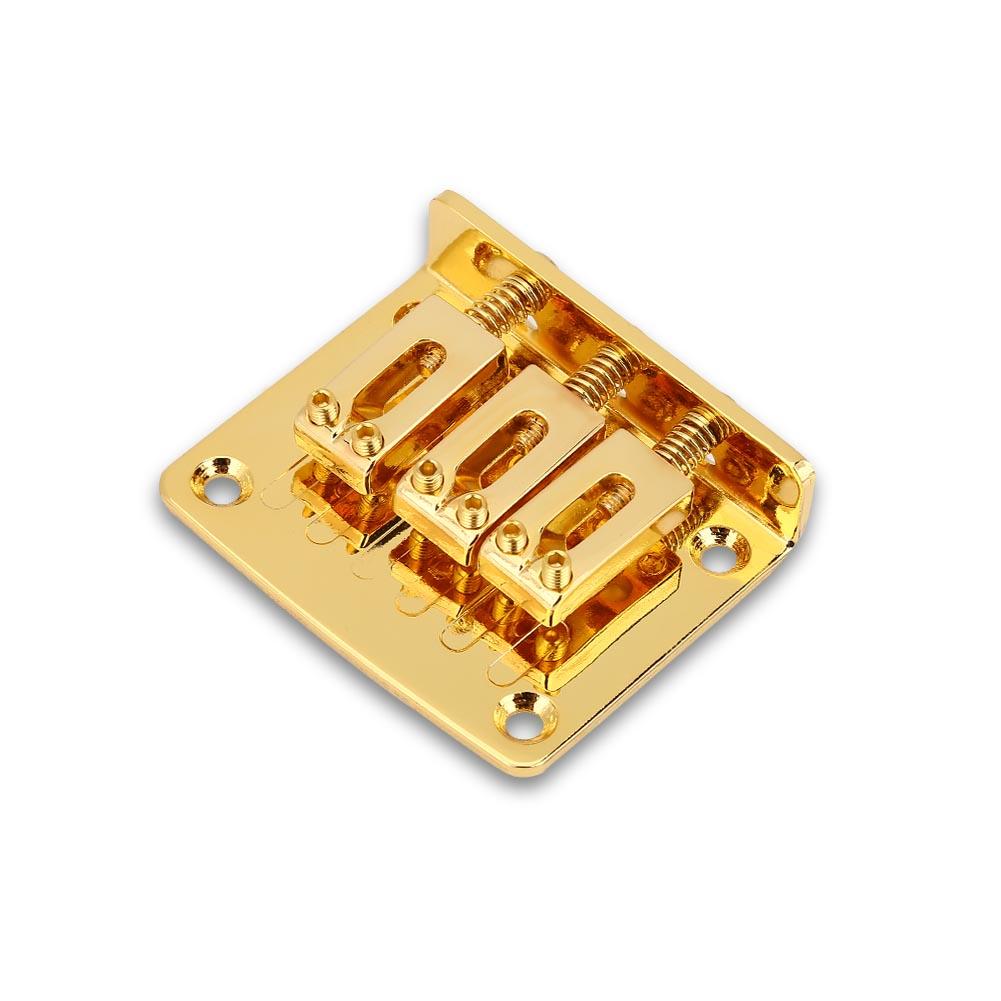 Durable 3 string Fixed Guitar Bridge Replacement Parts for Cigarbox Electric Guitars(Gold)