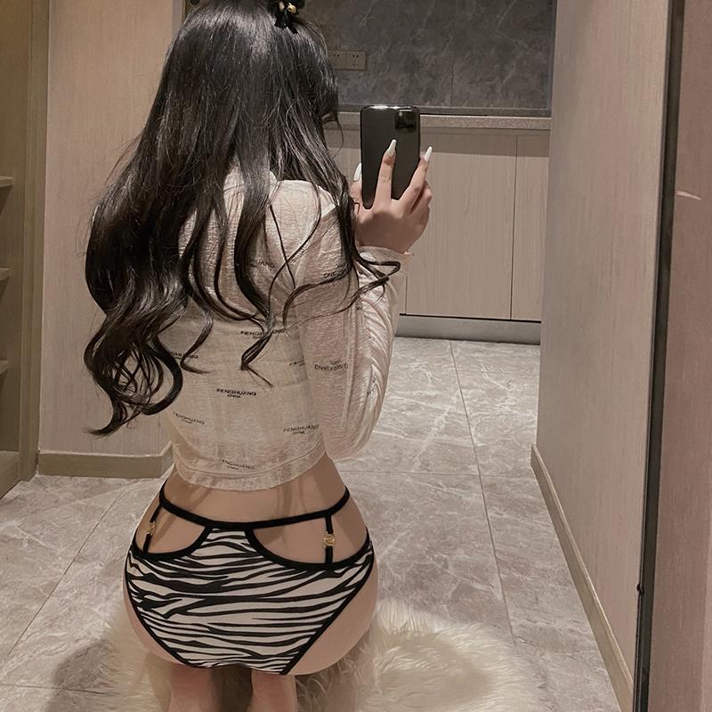 Letrist Women's Sexy Cotton Panties Seamless Metal Buckle Sexy Thin Strap Hollow Hip Lift Temptation Big Size Briefs