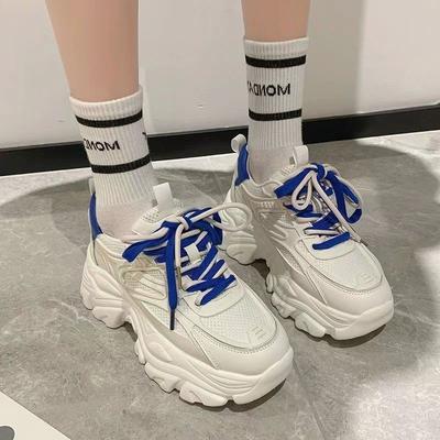 2024 весна и лето новые высокие туфли для папы женские модные сетчатые взрывные дышащие студенческие маленькие модные кроссовки женские