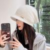 Rabbit Fur Blended Stacking Hat Women's Autumn and Winter Big Head Circumference Warm Wool Hat Versatile Bag Head Duck Tongue Knitted Hat