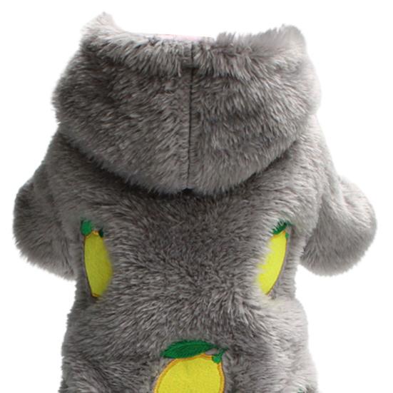 Привлекательный костюм для домашнего животного с нежной окантовкой из кораллового флиса с лимонным узором, куртка для собаки, пальто