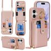 Чехол для iPhone 17 с карманом на молнии / Кольцом-подставкой / Ремешком Текстура личи PU + TPU Чехол для телефона