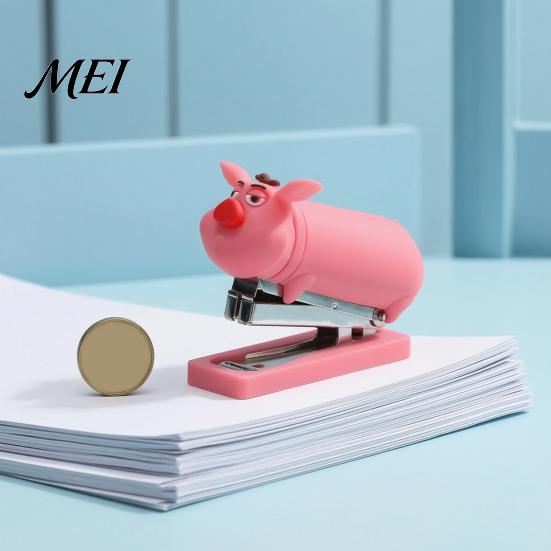 Soft PVC Shell Stapler for Kids Study Mini Cartoon Stapler, Cute Pig Shape, Portable Lightweight School Supplies Binding Tool, Handheld And