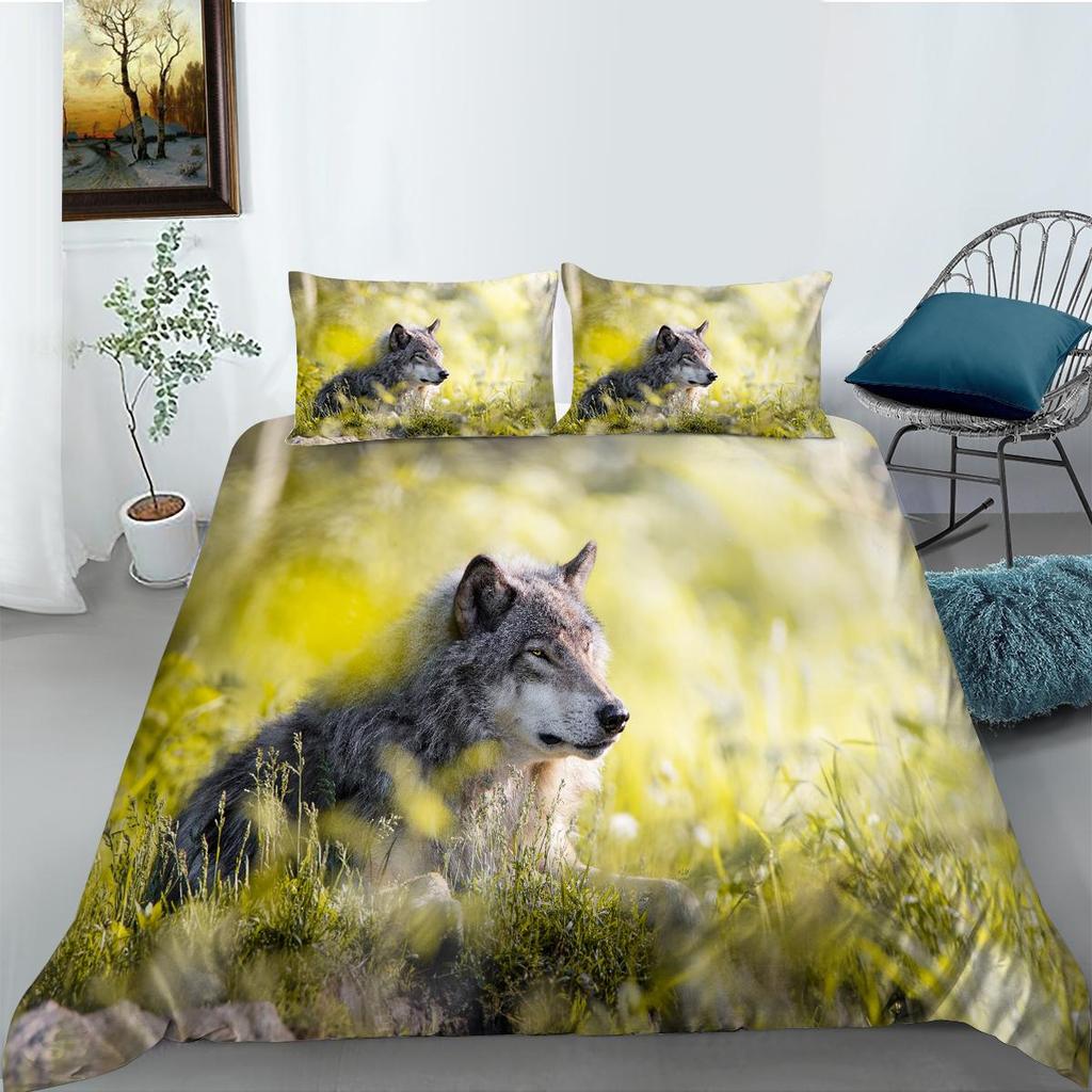 3D Printed Animal Bedding Set Wolf Pattern Down Duvet Cover Pillowcase 2/3pcAU/EU/DE All Sizes Men's and Boys' Cover