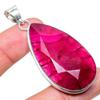 Ruby(Simulated) Gemstone Handmade 925 Sterling Silver Jewelry Pendant 2.17" AH-916