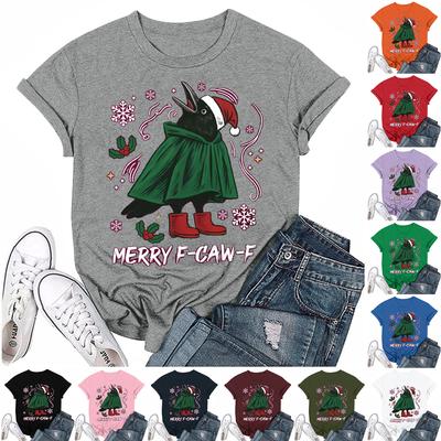 Женский топ с круглым вырезом и короткими рукавами с 2D-принтом