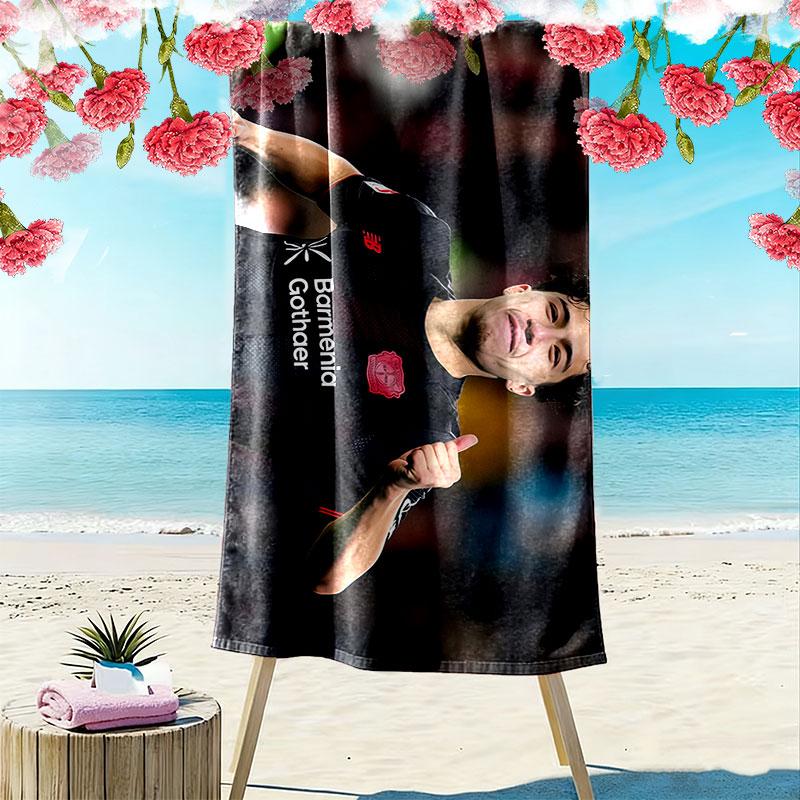 Bayer Leverkusen Ibrahim Maza Print Beach Towel, Large Soft Quick Dry Towel for Beach Camping Swimming