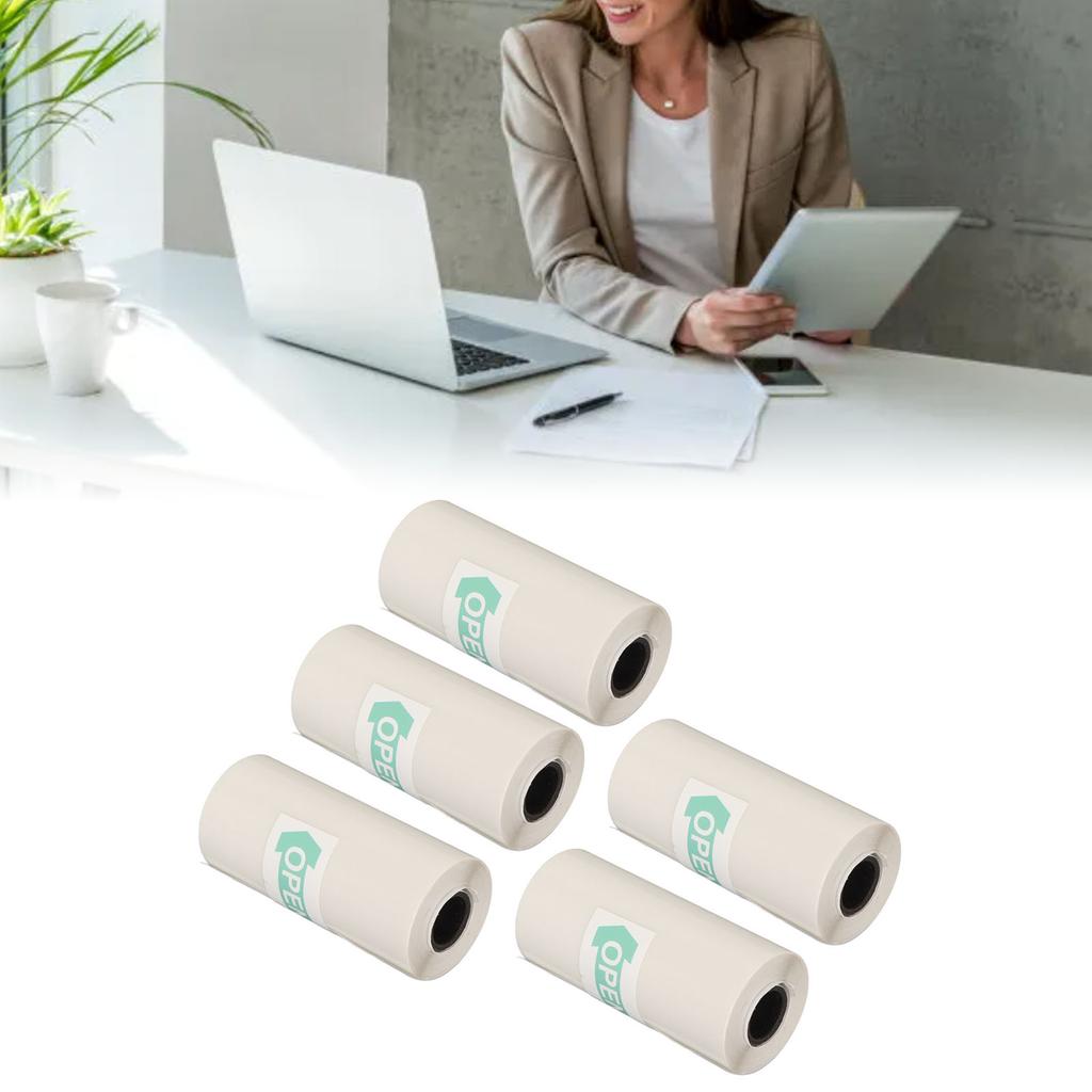 5 Rolls Adhesive Thermal Paper 2.2in Long 1in Wide Printing Transparent Thermal Sticker Paper for Ph