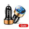 Dual USB Car Charger with LED Display, Aluminum Alloy, Cigarette Lighter Adapter, Fast Charging, Multi-Function.