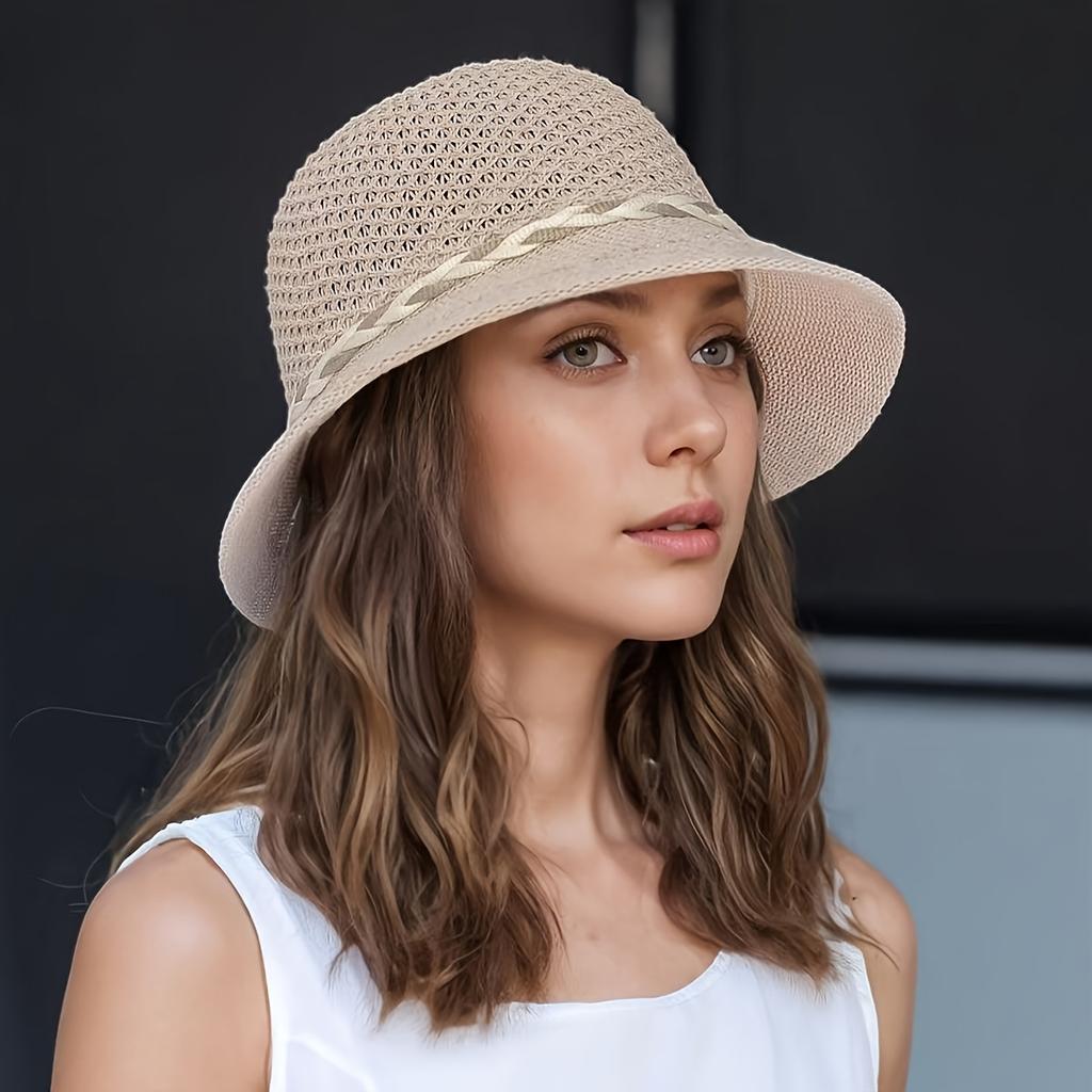 Элегантная женская соломенная шляпа с цветочным узором - дышащая ажурная кепка от солнца, летняя модная шляпа для путешествий, отпуска, рыбалки, пляжа