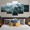 5 Pieces Minimalist Foggy Pine Forest Canvas Painting Dark Landscape Misty Tree Posters and Prints Pictures Home Decor No Frame