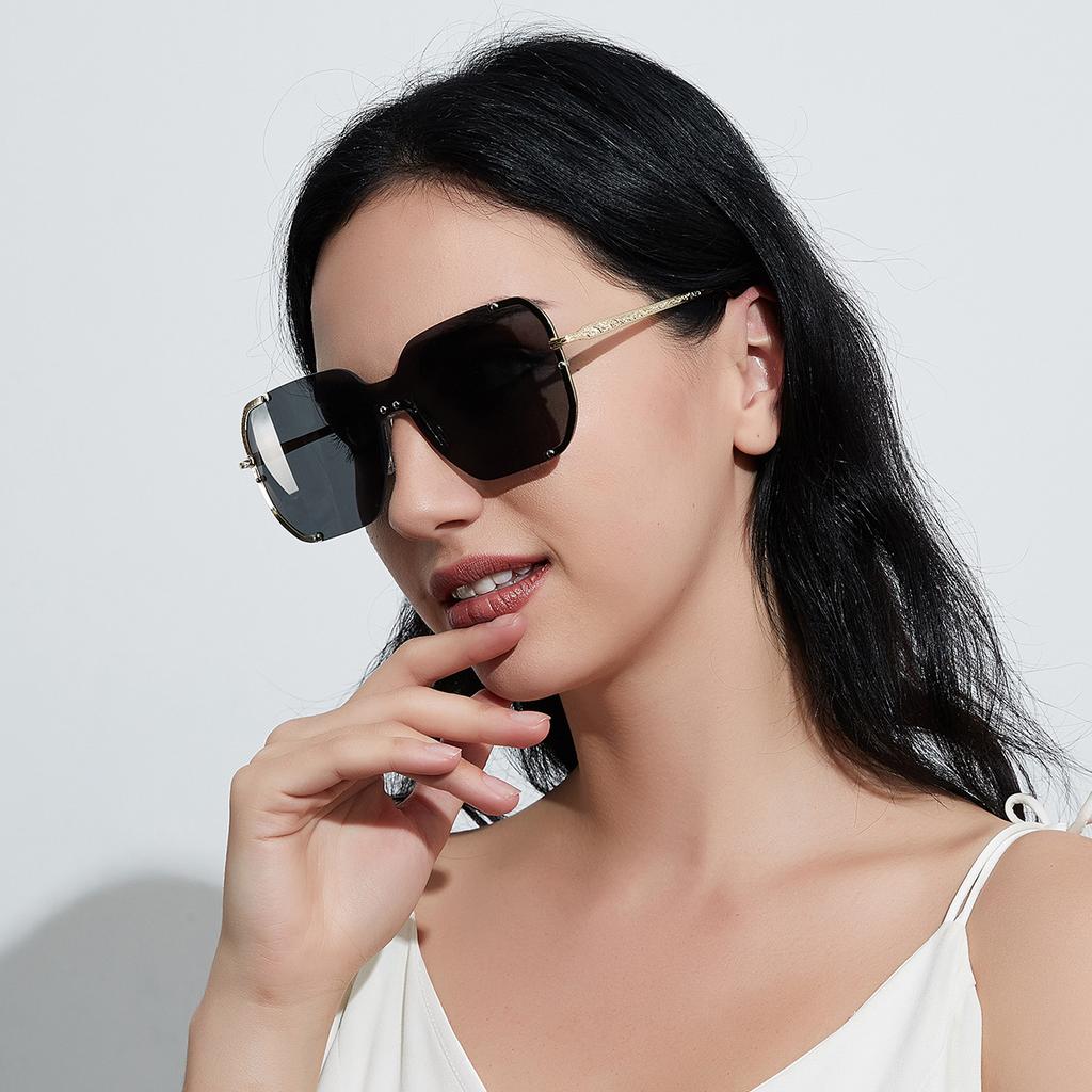Очки без оправы Большие Закрывающие лицо Панк Металлические Солнцезащитные очки Женские Квадратные Солнцезащитные очки Мужские
