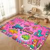 Dinosaur Theme Soft Crystal Velvet Rug Custom Name & Text Print Non Slip Floor Rug for Bedroom Living Room
