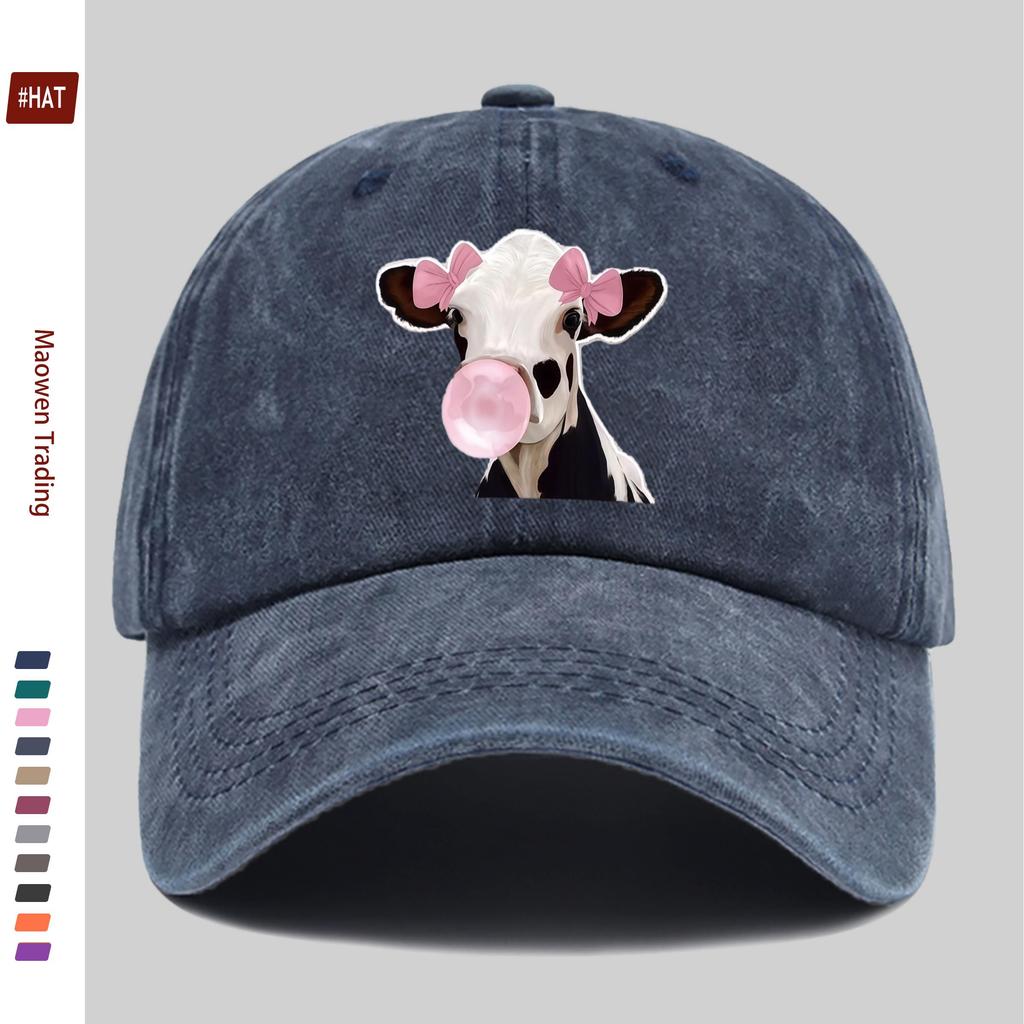 pc Cow Bubblegum Print Baseball Cap with Stylish Cow Print Design Sun Hat Party Decoration Hat Comfortable and Lightweight Tr