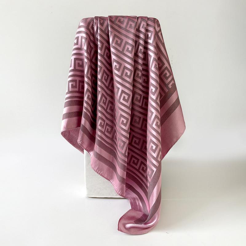 Imitation Silk Scarf for Women Solid Color Printed Scarf Scalp Shawl Scarf