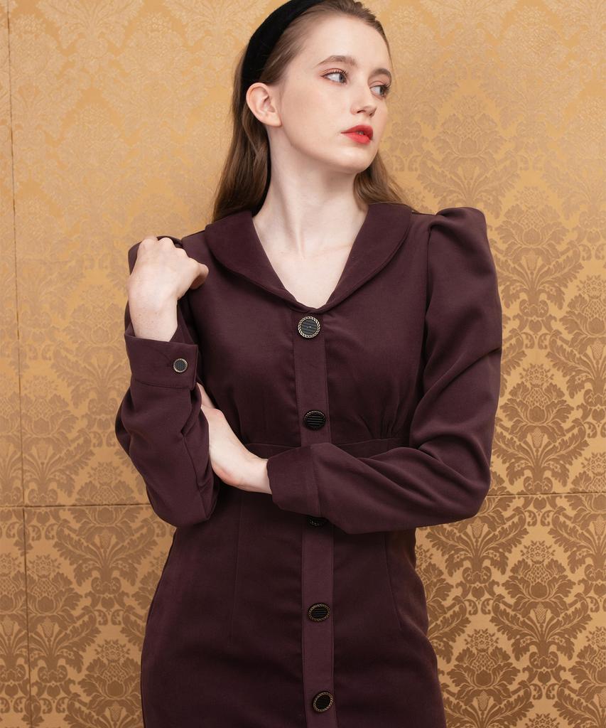 Kathrin Voluminous Sleeve Dress Burgundy