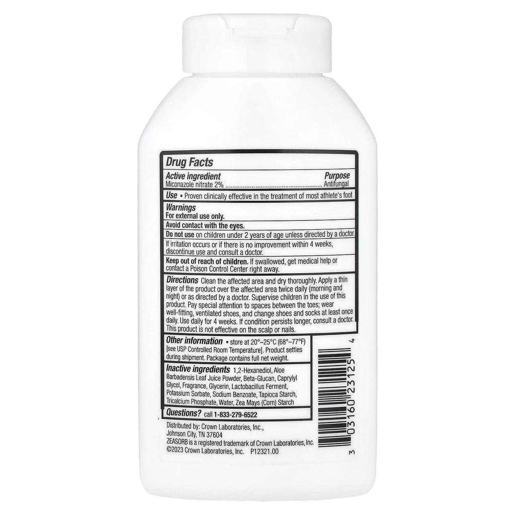 Zeasorb AF, Противогрибковый порошок с 2% миконазола нитрата, 71 г (2,5 унции)