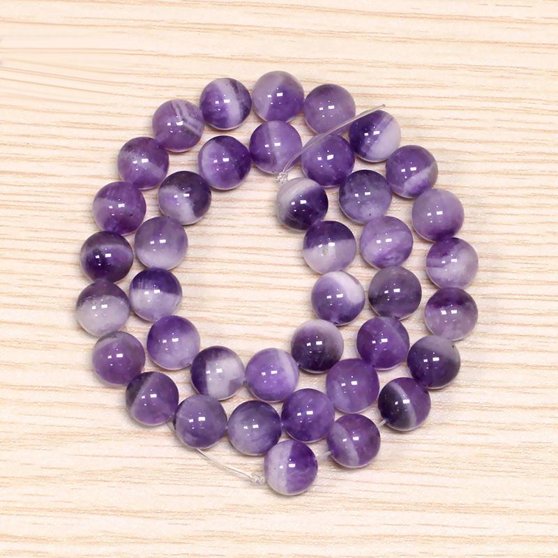 24-100pcs 4-12mm Round Purple Natural Stone Loose Beads DIY for Necklace Bracelet Jewelry Making Accessaries