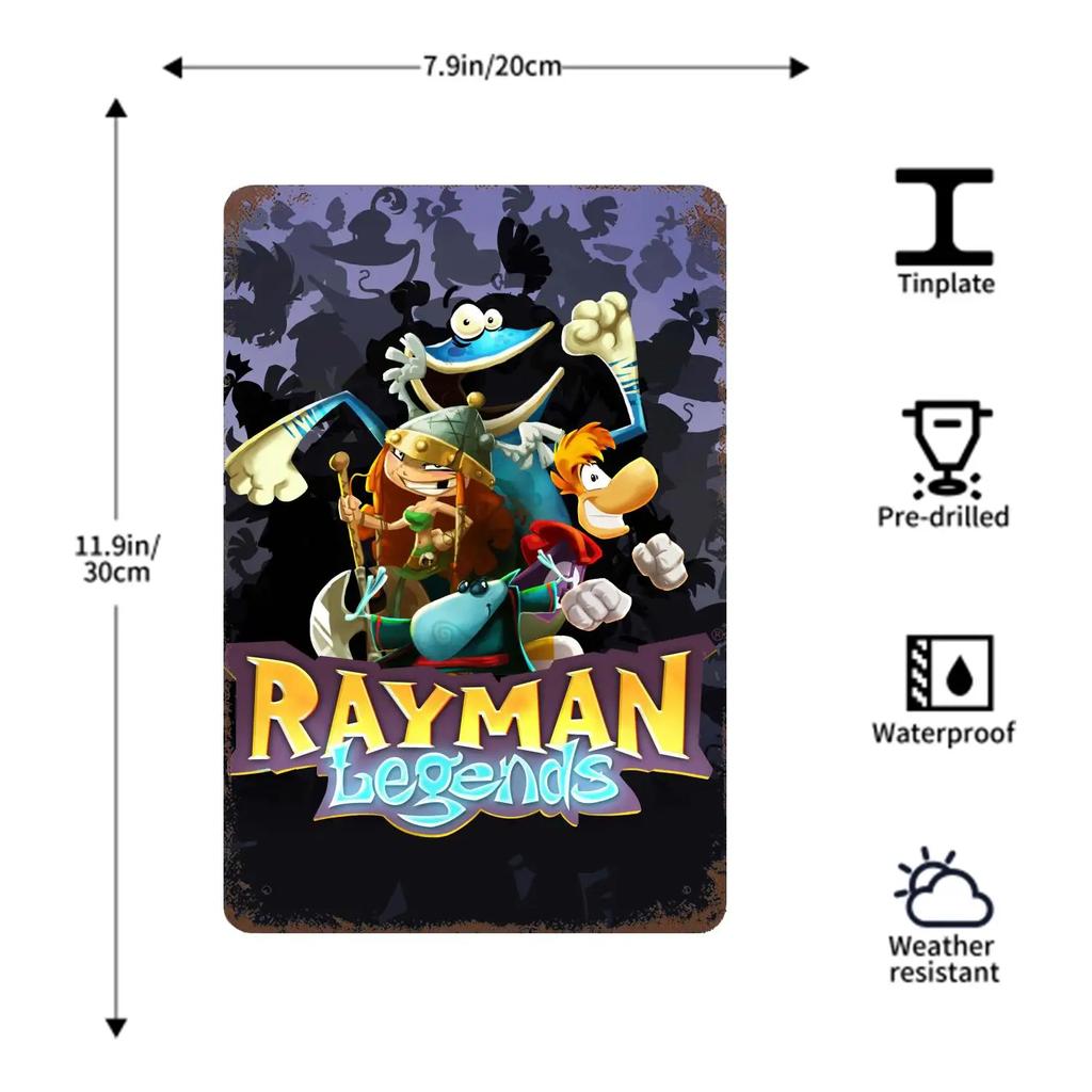 Rayman Legends Definitive Edition Постер Винтажная Жестяная Табличка Металлическая Табличка Декоративная Табличка для Паба Бара Мужской Пещеры Клуба Украшение Стен