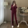 Women's Casual Sportswear Set: Autumn/Winter Korean-Style Hoodie Jacket & Wide-Leg Pants, Two-Piece Outfit
