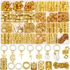 259pcs Gold Hair Ring Hair Cuffs Clips Mixing Braiding Hair Strings  for Women Girls