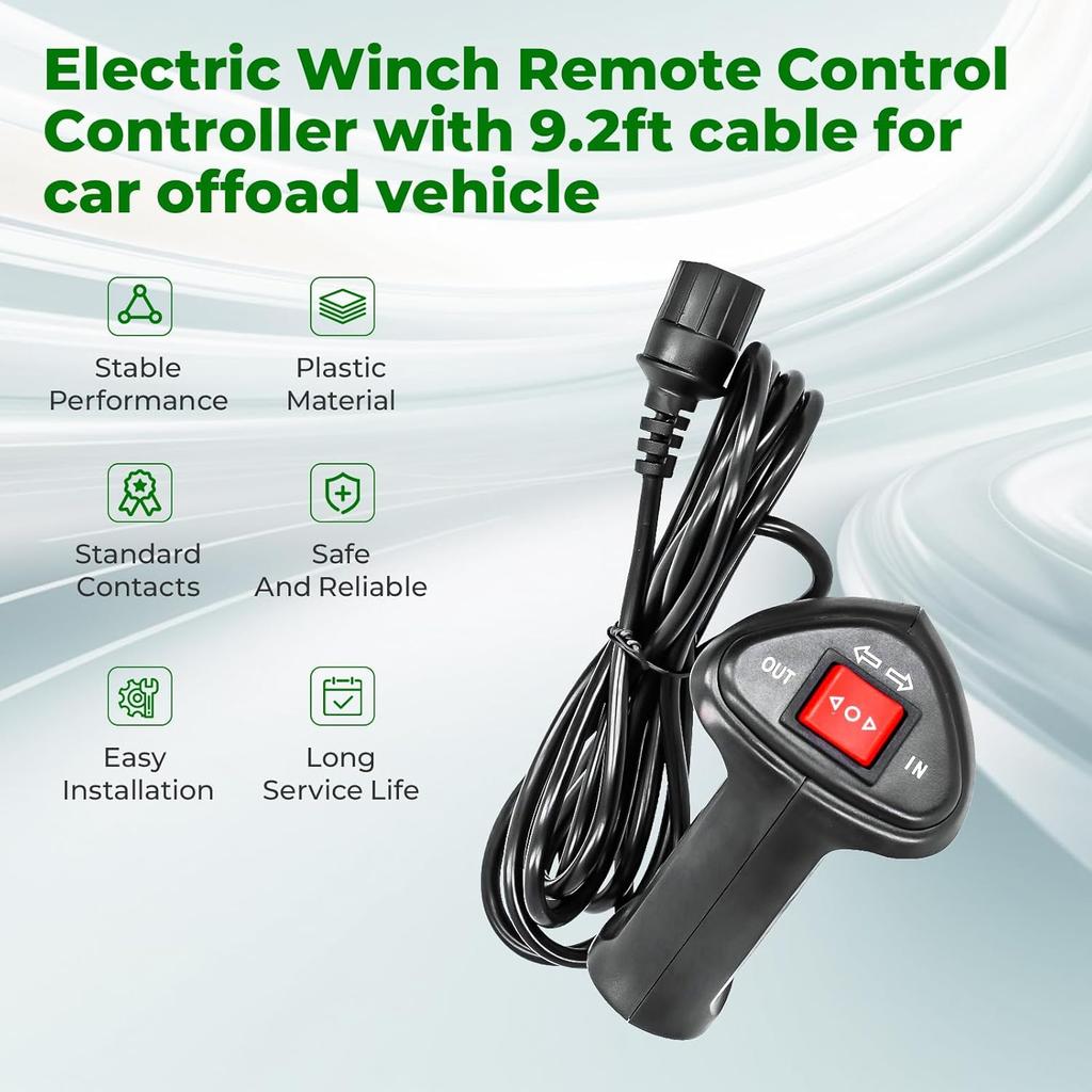 Пульт управления лебедкой, 3-контактный штекер, Пульт дистанционного управления электрической лебедкой с кабелем 9,2 фута для автомобиля, внедорожника