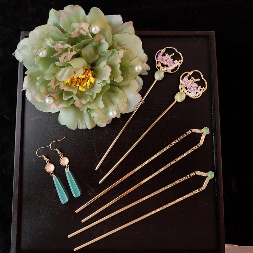 1 Set Chinese Style Tang Dynasty Hairpin Pearl Flower Hair Comb  Cheongsam Accessories