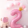 Розовый воздушный шар в виде цифры 40 с короной для празднования первого дня рождения ребенка, декор для помещения