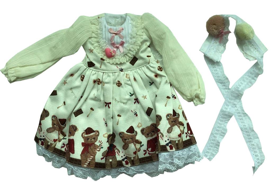 ABUNDANTDOODS 13 14 16 Кукла BJD Шарнирная кукла Длинное платье Наряд горничной Милая принцесса Длинные рукава Стиль Лолиты Цельный костюм (14 (СУМ), белый)