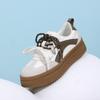 Shachi Sport Color blocked Splicing Trendy Board Shoes with Double Lace Design Retro Casual Shoes Versatile Women's Shoes