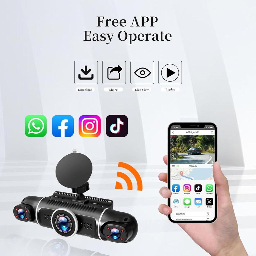 1080P Video Recorder 4Channels Car DVR WIFI Dash Cam for Cars Night Vision 360° Rear View Camera 24H Hardware Kit Car Assecories