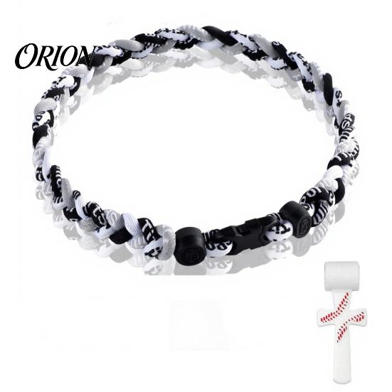 Stainless Steel Crossroads Pendant Triple-Rope Baseball Necklace, Braided Rope Design Necklace with Crossroad Pendant, Team Spirit Gift Sports