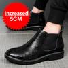 Men Snakeskin Pattern Boots Elevator Shoes Height Boots Man Increase Insole 5CM Slip-On Leather Ankle Boot Chelsea Boots