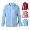 Весенне-осенняя женская однотонная толстовка с капюшоном и шнурком с длинными рукавами и карманами на молнии, утолщенная верхняя одежда