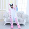 Rainbow Unicorn Kigurumi Pajamas for Kids Unisex Animal Flannel Cosplay Sleepwear with Shoes Boy
