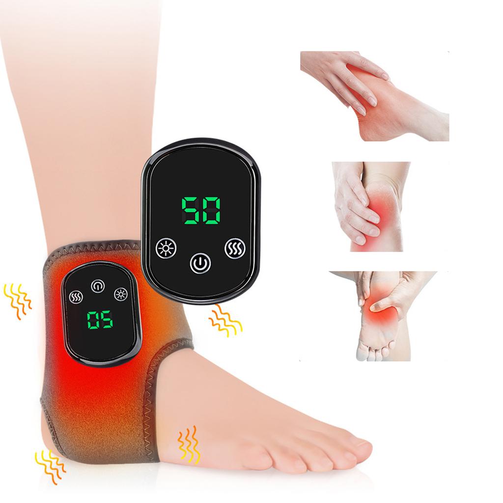 Массажер для ног с подогревом Электрический массажер для ног Вибрация Релаксация Горячие компрессы Бандаж для голеностопного сустава Поддержка при растяжении сустава Защита голеностопа