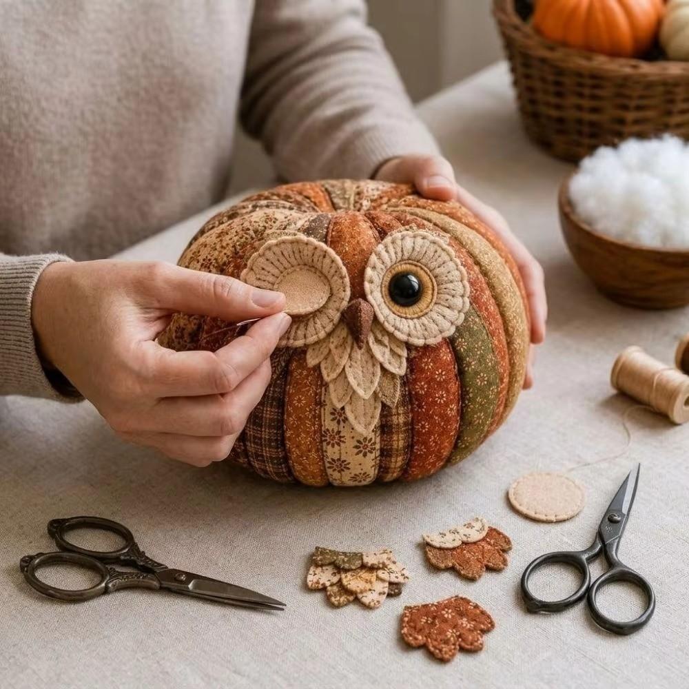 Owl Bear Halloween DIY Sewing Kit Vintage Style Pumpkin Fabric Kit Creative Floral Fabric Set Gift