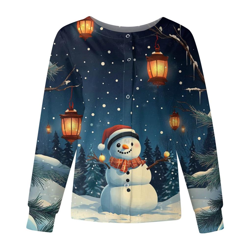 Женские топы с длинными рукавами и карманами, рабочий воротник-стойка, однобортный защитный комбинезон, куртка, рождественский топ