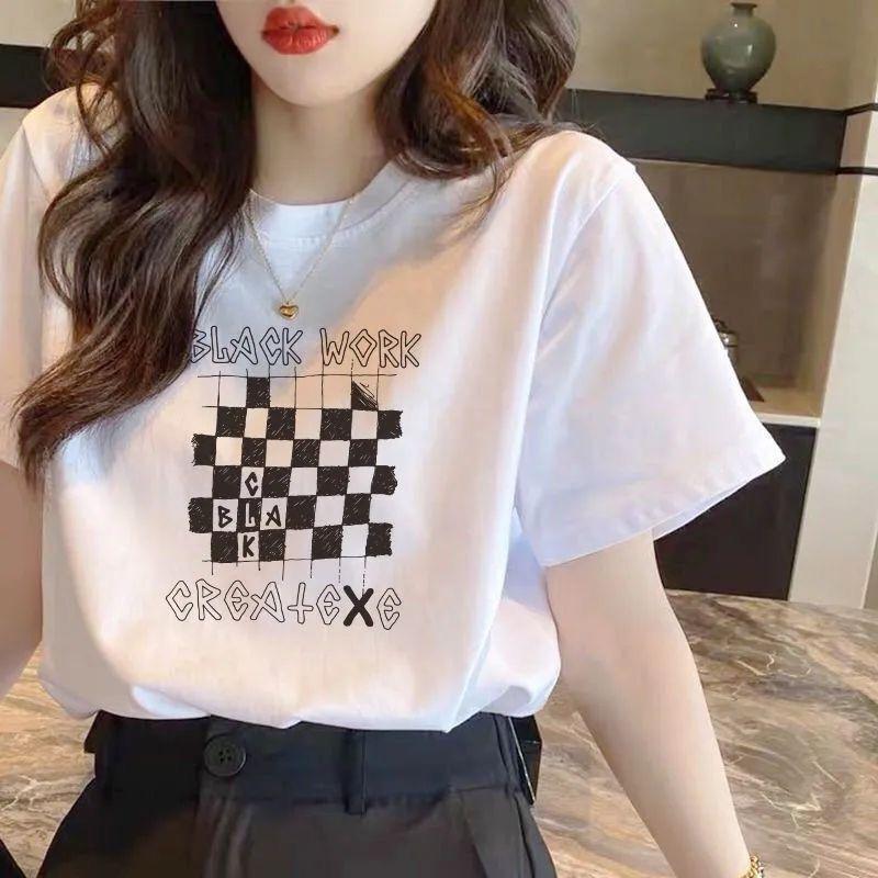 Футболка с коротким рукавом, простой белый студенческий милый свободный универсальный топ с половиной рукавом, летний