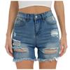 Женские повседневные джинсовые шорты со средней талией, эластичные джинсовые шорты с карманами и рваной бахромой