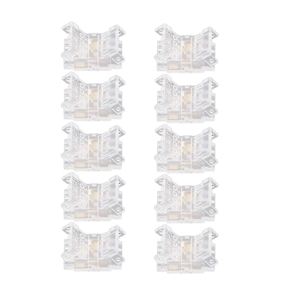 10Pcs COB LED Strip To Wire Connector 10mm 3Pin Transparent Solderless LED Light Strip Connectors for Home School Office