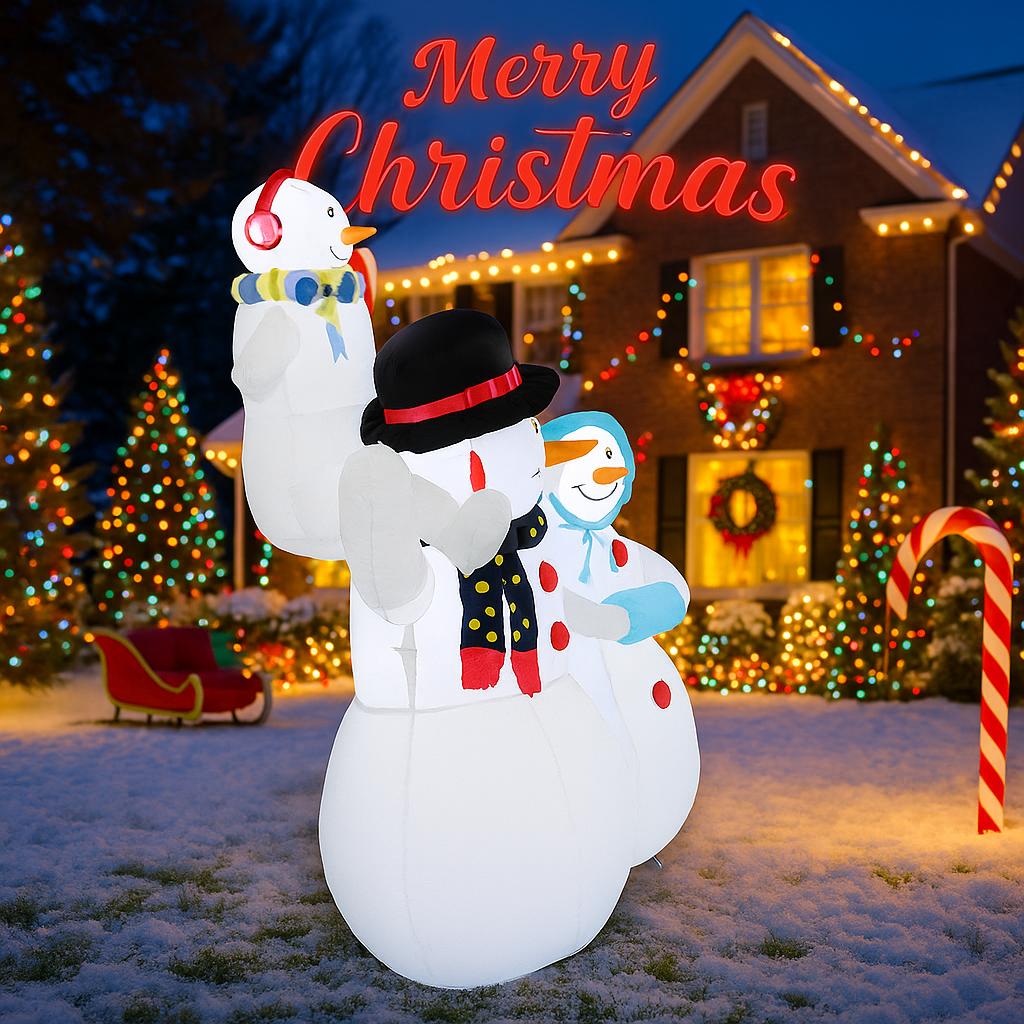 5.9FT Xmas Inflatable Yard Decor Snowman Family LED Christmas Home Decoration Ornament Festive Toy Gift Supplie Holiday Decor