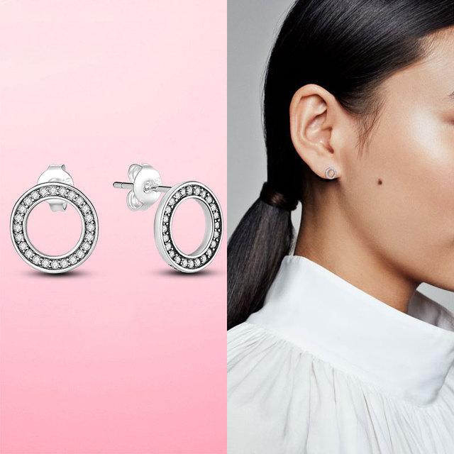 Новые корейские серьги-гвоздики из серебра 925 пробы круглые для женщин с кристаллами циркония свадебные помолвочные оригинальные серебряные 925 пробы ювелирные изделия подарок