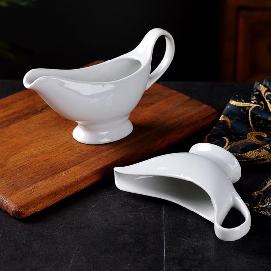 Белый керамический соусник-соусник с большим носиком для заливки, нескользящий нижний дозатор для заправок для салатов с подливой
