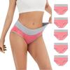 5PC Women's Large Color Cotton High Waist Pants With Raised Hips Underwear